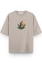 Teddy Bear Stay High Printed Half Oversized Stone Color T-Shirt 1069