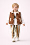 Boy's Vest -Sweatshirt- Striped Pants 3-Piece Set (Ages 2-5)