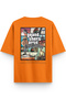 Gta San Andreas Sırt Printed Yarı Oversized Orange T-Shirt 1364