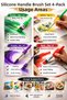 Silicone Strappy Brush Set of 4 – Acrylic , Ergonomic Painting Brush Set for Gouache and Canvas - 4