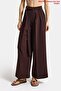 Women's Bitter Brown W5 Palazzo Fit Special Fabric Belt Detail Design Trousers - 5