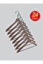 Wooden (Lama Silver Hook) Bar Hanger for Shirts and Trousers, Walnut Color, 24 Pieces