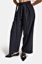 Women's Black W5 Palazzo Fit Special Fabric Belt Detail Design Trousers - 4