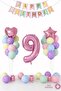 Macaron 9 Year Old Birthday Balloon Set Happy Birthday Party Decorations