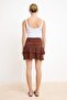 Brown Plain Skater Ruched Normal Waist Mini Stretchy Knitted Skirt Twoss26Et00008 - 6