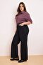 Siyah Pens Detaylı Beli Lastikli %100 Pamuk Non-Stretch Wide Leg/Geniş Paça Jeans TBBSS26CJ00028 - 5