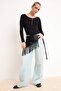 Black Bodycon Pool Collar Long Sleeve Zipper Corded Fabric Stretchy Knitted Body Twoss26Bd00026 - 2