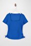 Cobalt Blue Square Neck Gathered Camisole Knitted Plus Size Blouse Tbbss26Af00047 - 4