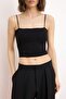 Black Fitted/Body-Fitting Strappy Strapless Sleeveless Cotton Stretch Knitted Undershirt Twoss26Al00048 - 3