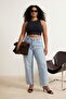 Açık Mavi Yüksek Bel Geniş Paça Comfort/Orta Esnek Wide Leg Büyük Beden Jeans TBBSS26CJ00003