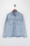 Açık Mavi Trok Detaylı Regular 100% Pamuk Oversize Denim Gömlek Ceket TWOSS26GO00003 - 5