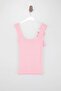 Pembe Kare Yaka Çiçek Detaylı Fitted Triko İnce Bluz TWOSS26BZ00287 - 9