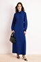 Cobalt Blue Side Tie Skirt, Open Waist Maxi Woven Hijab Dress Tctss26Eb00083