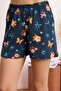 Lacivert %100 Pamuklu Çiçek ve Kurdele Desenli Örme Pijama Takımı THMSS26PT00112 - 3