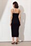 Siyah Midi Bodycone/Vücuda Oturan Triko Elbise TWOSS26EL00183 - 4