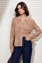 Camel Polo Yaka Ajurlu/Delikli Nakışlı  Triko Hırka TWOSS26HI00011 - 2