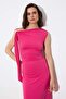 Limited Edition Fuşya Bodycon Asimetrik Yaka Kolsuz Aksesuarlı Maxi Esnek Örme Elbise TWOSS26EL00258 - 2
