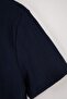 Navy Blue Regular Zippered Textured Knitted Polo Neck T-Shirt Tmnss26Po00019 - 5
