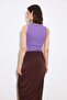 Limited Edition Purple Bodycon Pool Collar Snap Fastener Corded Fabric Stretchy Knitted Bodysuit Twoss26Bd00014 - 5