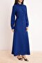 Cobalt Blue Side Tie Skirt, Open Waist Maxi Woven Hijab Dress Tctss26Eb00083 - 3