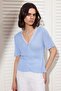 Bebe Mavisi V Yaka Dantel Detaylı Renk Bloklu Fitted İnce Triko Bluz TWOSS26BZ00292 - 2