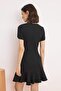 Black Skirt Flounces Short Sleeve Short / Mini Woven Dress Twoss26El00303 - 6