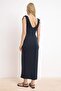 More Sustaniable Antrasit Bodycon Kolsuz Bağlamalı Maxi Modal Premium Örme Elbise TWOSS26EL00205 - 4
