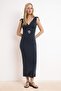 More Sustaniable Antrasit Bodycon Kolsuz Bağlamalı Maxi Modal Premium Örme Elbise TWOSS26EL00205 - 2