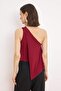 Koyu Bordo Asimetrik Kesim Aksesuar Detaylı Party Bluz TPRSS26BZ00051 - 6