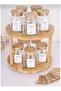 10-Piece Rotating Stand Vacuum Bamboo Lid Glass Spice Rack Storage Jar