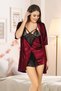 New Season Comfortable Elegant Women's Charming Burgundy Velvet Lace Dressing Gown Nightgown Set Set of 2 - 3