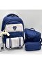 Water Resistant First School Bag Set of 3 Unisex Primary School Bag 8020 Beige-Navy Blue - 2