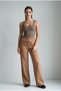 Camel Wide Leg Elastic Waist Basic Long Women's Trousers Sh191 - 3