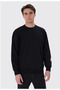 Organic Cotton Crew Neck Regular Black Men's Sweatshirt