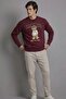 Men's Chicago Teddy Bear Print Burgundy Sweatshirt - 4