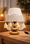 Round Three-Layer Wooden Leg Plain Crochet Motif Tasseled Rustic Look Lampshade (1 item) - 8