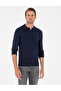 Navy Blue Slim Fit Button Polo Neck Knitwear Sweater 50300521-Vr033