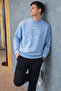 Star Printed Relaxed Fit Men's Baby Blue Sweatshirt - 4