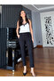 Black Elastic Waist Double Leg Lycra Pants