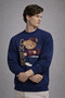 Men's Cmbn Teddy Bear Print Navy Blue Sweatshirt - 2
