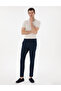 Navy Blue Slim Fit Seersucker Summer Canvas Trousers 50305235-Vr033 - 3
