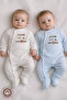 Unisex Born to Be Printed 0-6 Months Combed Organic Cotton Baby Rompers with Booties Set of 2 - 3