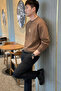 Men's Tiger Printed Loose Fit Brown Sweatshirt - 4