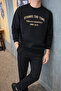 Men's Stands the Time Printed Oversize Crew Neck Black Sweatshirt - 3