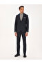 Navy Blue Slim Fit Flannel Textured Fabric Trousers 50317639-Vr033