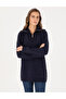 Navy Blue Comfort Fit Zippered Shawl Collar Sweater 50317121-Vr033