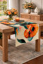 Digital Printed Decorative Runner with Modern Table Orange Flowers Pattern - 6