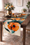 Digital Printed Decorative Runner with Modern Table Orange Flowers Pattern - 2