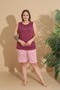 Women's Milan Fabric Large Size Curve Printed Patterned Shorts Pajama Set