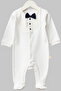 White Baby Boy 3-Piece Hospital Release Set – Bow Tie Jumpsuit, Hat and Blanket – 100% Cotton - 4